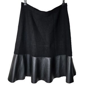 Milano Black Knee Length Faux Leather Skirt Large